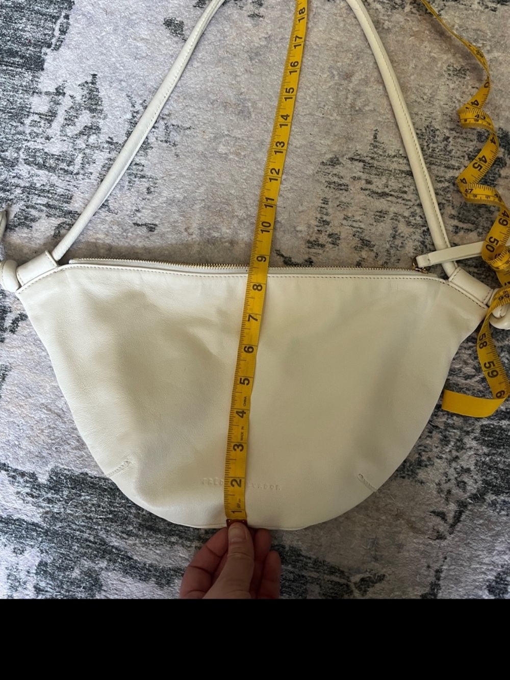 Freda Salvador Cream Half-Moon Leather Shoulder Bag - Picture 7 of 8